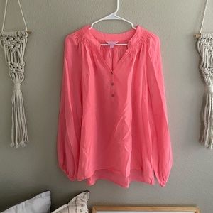 Lily Pulitzer Elsa Silk Coral Pink Top Large